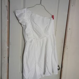 White One-Shoulder Ruffle Dress